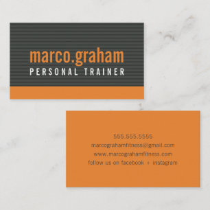 SIMPLE MODERN BAND bold masculine orange charcoal Business Card