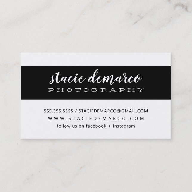 SIMPLE MODERN BAND plain clean black white Business Card (Front)
