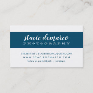 SIMPLE MODERN BAND plain clean dark blue white Business Card