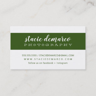 SIMPLE MODERN BAND plain clean dark green white Business Card