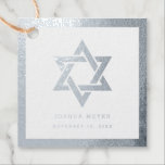 Simple modern Bar | Bat Mitzvah silver foil Favour Tags<br><div class="desc">Simple modern Bar Mitzvah | Bat Mitzvah favpr tags featuring Star of David design with silver foil on the front and Star of David pattern on the back. Personalise online with your son or daughter's details for their Bar | Bat Mitzvah!</div>