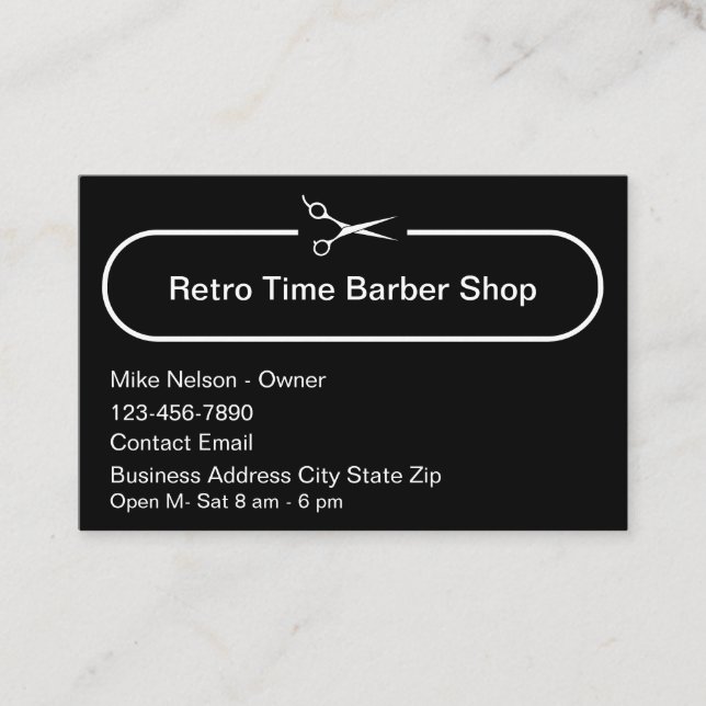 Simple Modern Barber Shop Business Cards  (Front)