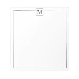 Simple Modern Basic Initial Monogram Square border Notepad