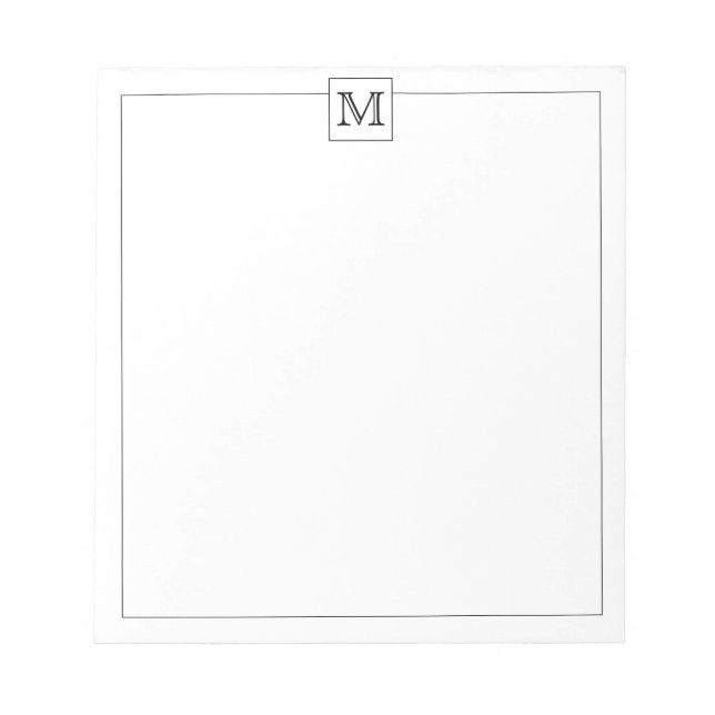 Simple Modern Basic Initial Monogram Square border Notepad (Front)