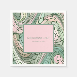 Simple Modern Bat Mitzvah Pink and Green Napkin