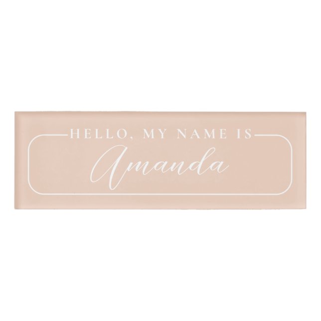 Simple Modern beige elegant Wedding Blank  Name Tag (Front)