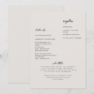 Simple Modern Beige Wedding Detail Invitation