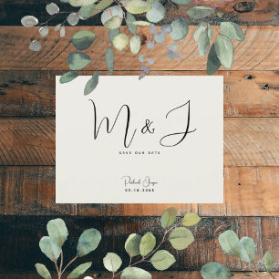  Simple Modern Beige Wedding Save the Date Postcard