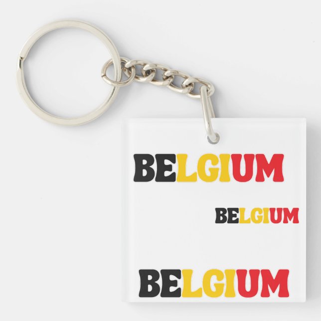 Simple Modern Belgium National Flag Apparel Key Ring (Front)