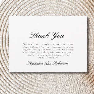 Simple Modern Bereavement Funeral Thank You Card