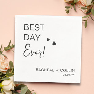 Simple Modern Best Day Ever Personalised Wedding Napkin