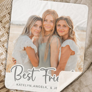 Simple Modern  Best Friends Personalised Photo Sherpa Blanket