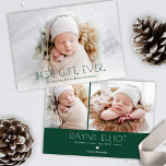 Simple Modern Best Gift Birth Announcement Green<br><div class="desc">Announce the arrival of your bundle of joy with these modern minimal styled holiday birth announcements in forest green! They feature simple typography reading Best. Gift. Ever. with little hearts for the periods. A white gradient overlay towards the bottom allows the text to stand out against your photo. Two more...</div>