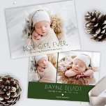 Simple Modern Best Gift Birth Announcement Olive<br><div class="desc">Announce the arrival of your bundle of joy with these modern minimal styled holiday birth announcements in olive green! They feature simple typography reading Best. Gift. Ever. with little hearts for the periods. A white gradient overlay towards the bottom allows the text to stand out against your photo. Two more...</div>
