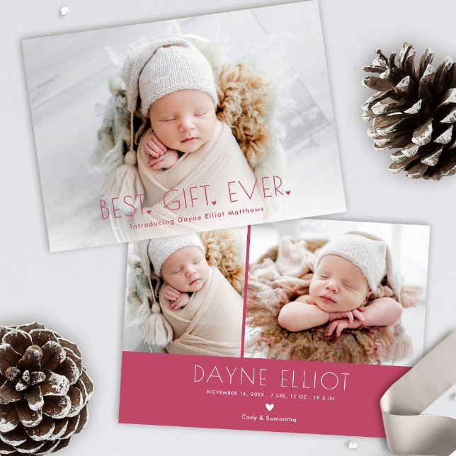 Simple Modern Best Gift Birth Announcement Pink (Creator Uploaded)