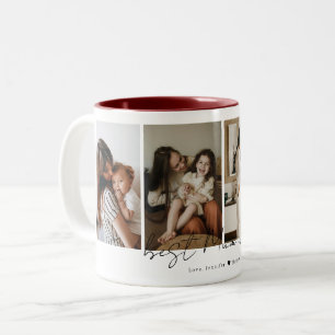 Simple Modern Best Mum Ever 4 Photos Collage Two-Tone Coffee Mug