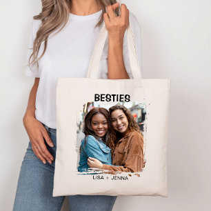 Simple Modern Besties Best Friends Photo  Tote Bag