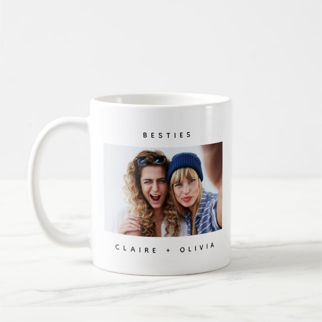 Simple Modern Besties Photo  Coffee Mug (Left)