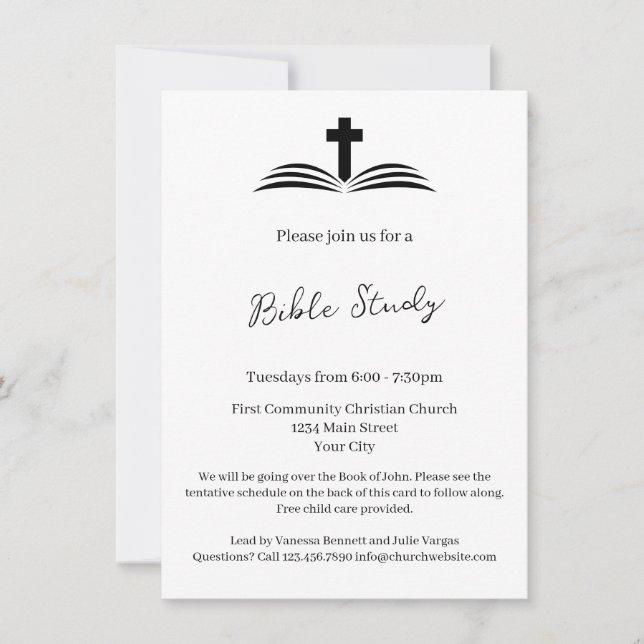 Simple Modern Bible Study Church Event Invitation (Front)