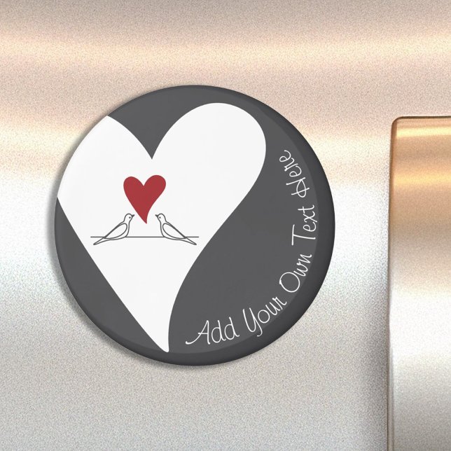 Simple Modern Birds in Love Red Heart Magnet (Creator Uploaded)