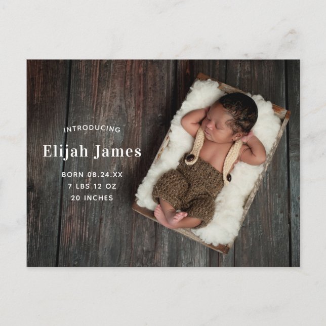 Simple Modern Birth Announcement Postcard (Front)