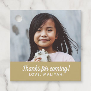 Simple Modern Birthday Photo Thank You Gold Favour Tags