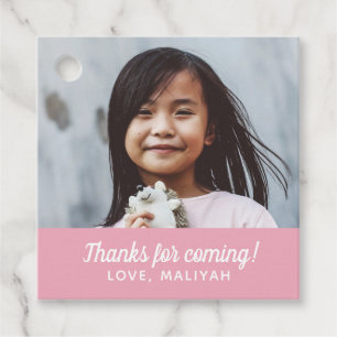 Simple Modern Birthday Photo Thank You Pink Favour Favour Tags