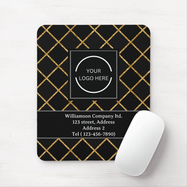 Simple modern Black and Gold Company Logo Mouse Mat (With Mouse)