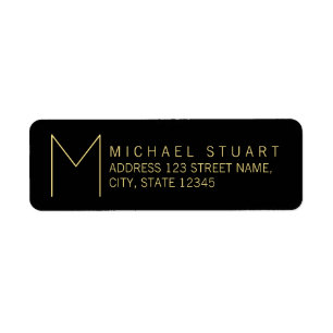 Simple Modern Black and Gold Monogram