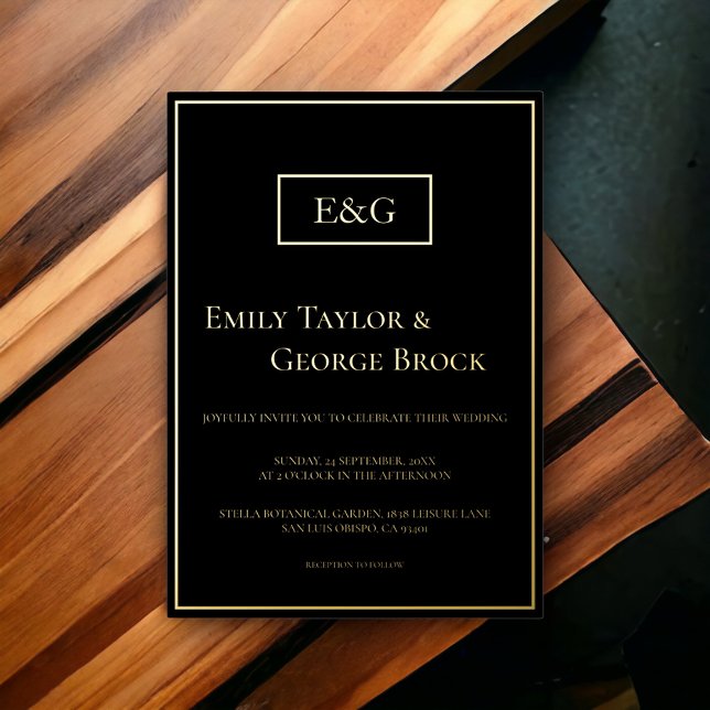 Simple Modern Black And Gold Monogram Chic Wedding (Creator Uploaded)