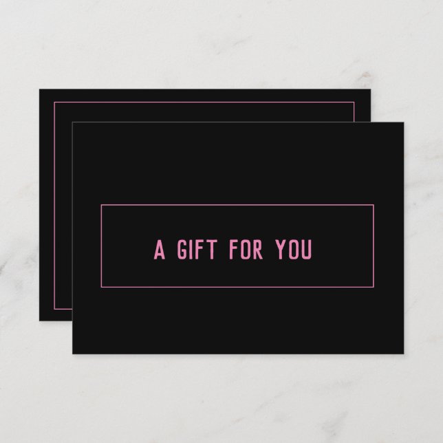 Simple Modern Black and Pink Gift Certificate (Front/Back)