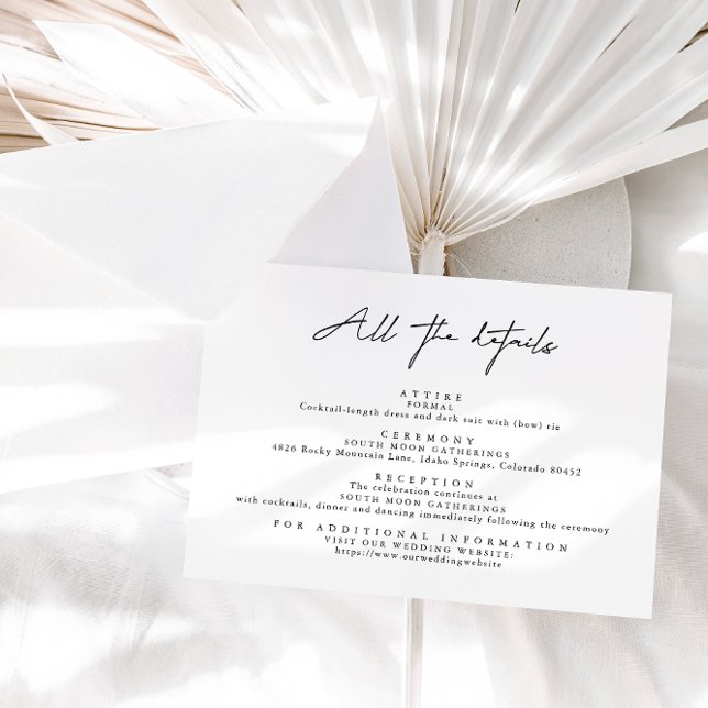 Simple Modern Black and White All The Details  Enclosure Card (Creator Uploaded)