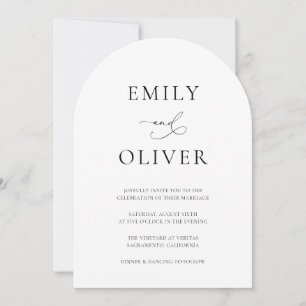 Simple Modern Black and White Arch Wedding Invitation