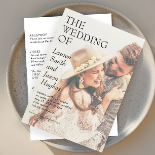 Simple Modern Black and White Boho Wedding Invitation