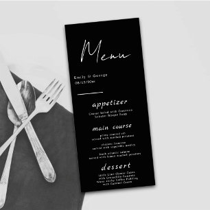 Simple Modern Black And White Elegant Chic Wedding Menu