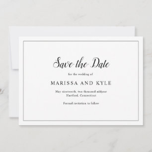 Simple Modern Black and White Elegant Wedding Save The Date