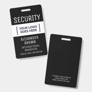 Simple Modern Black And White Event Logo Security  ID Badge