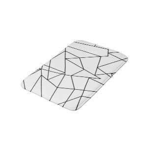 Simple Modern Black and White Geometric Pattern Bath Mat