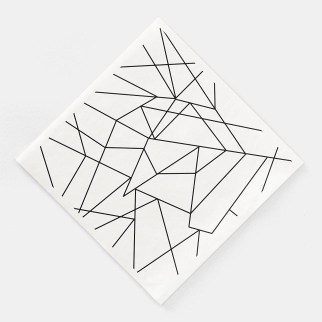 Simple Modern Black and White Geometric Pattern Napkin (Corner)