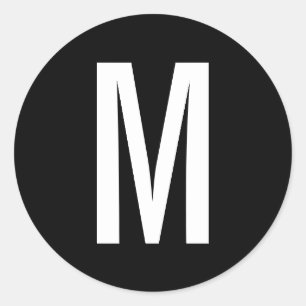 Simple Modern Black and White Monogram Classic Round Sticker