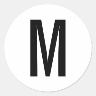 Simple Modern Black and White Monogram Classic Round Sticker
