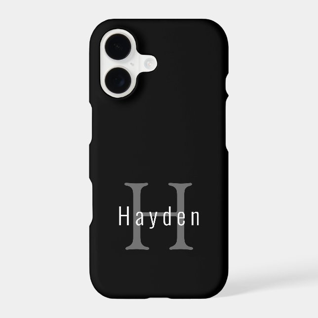 Simple Modern Black and White Monogram iPhone Case (Back)