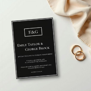 Simple Modern Black And White Monogram Wedding Acrylic Invitations