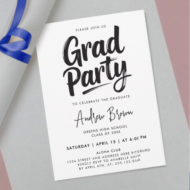Simple Modern Black And White Painted Calligraphy Invitation (Creator Uploaded)