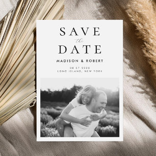 Simple Modern Black and White Photo Wedding Save The Date