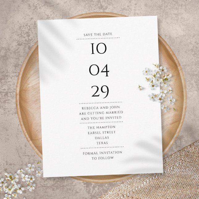 Simple Modern Black and White Save the Date Postcard (Creator Uploaded)