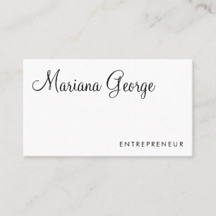 Simple Modern Black and White Script Name Business Card