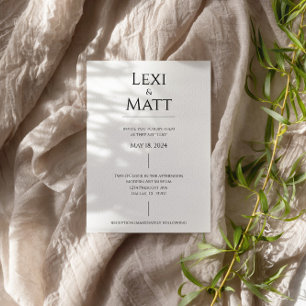 Simple Modern Black and White Wedding Invitation