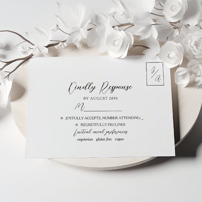 Simple Modern Black and White Wedding RSVP (Creator Uploaded)