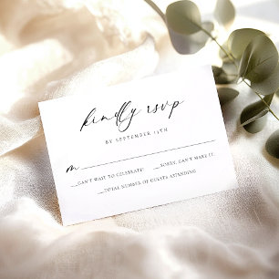 Simple Modern Black and White Wedding RSVP Card